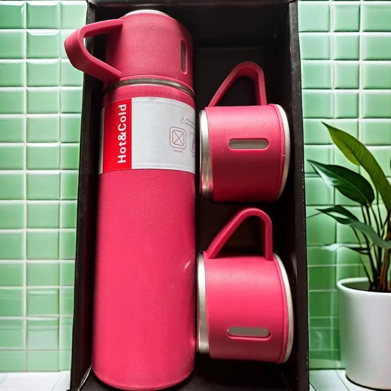 Kit Garrafa Térmica Vacuum Bottle Inox