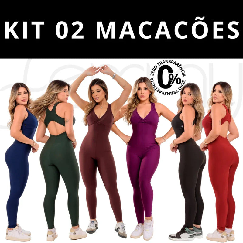 Kit com 2 Macacões Longos Fitness para Academia
