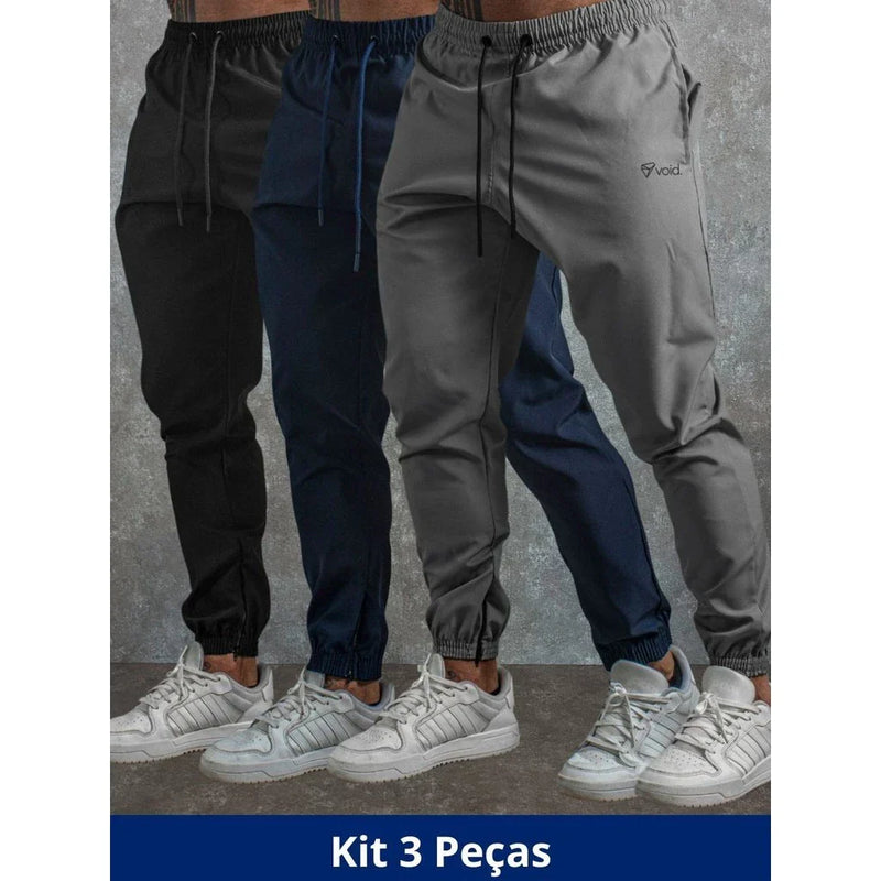 Kit com 3 Calças Jogger Tactel Void com Elastano